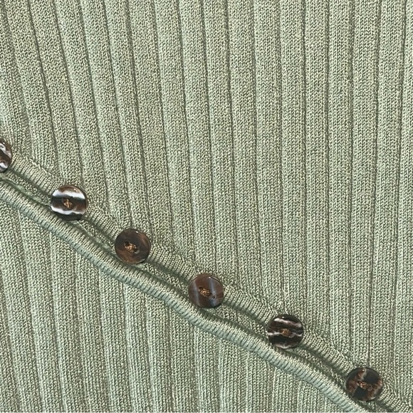 Anthropologie Sovere Buttonfront Ribbed Knit Pencil MIDI Skirt M Green NEW! - Picture 6 of 7